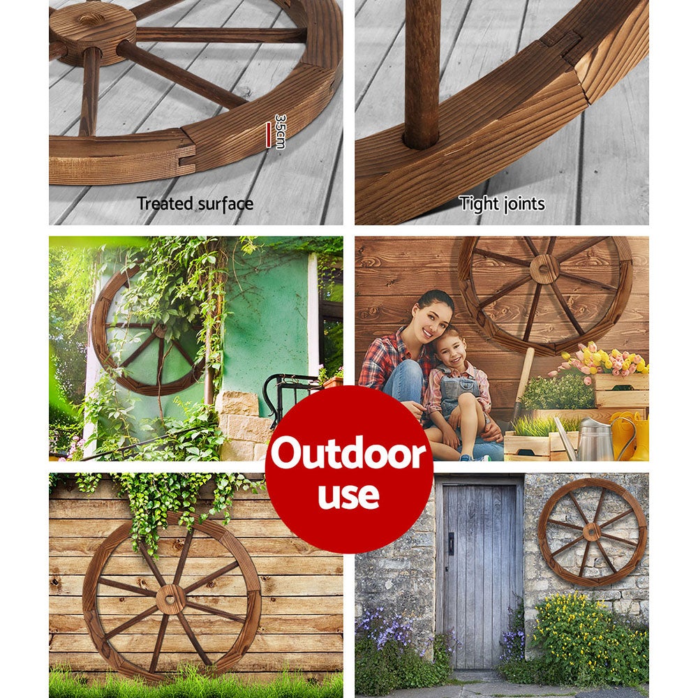 2X Wooden Wagon Wheel Rustic Outdoor Garden Decor Indoor ...