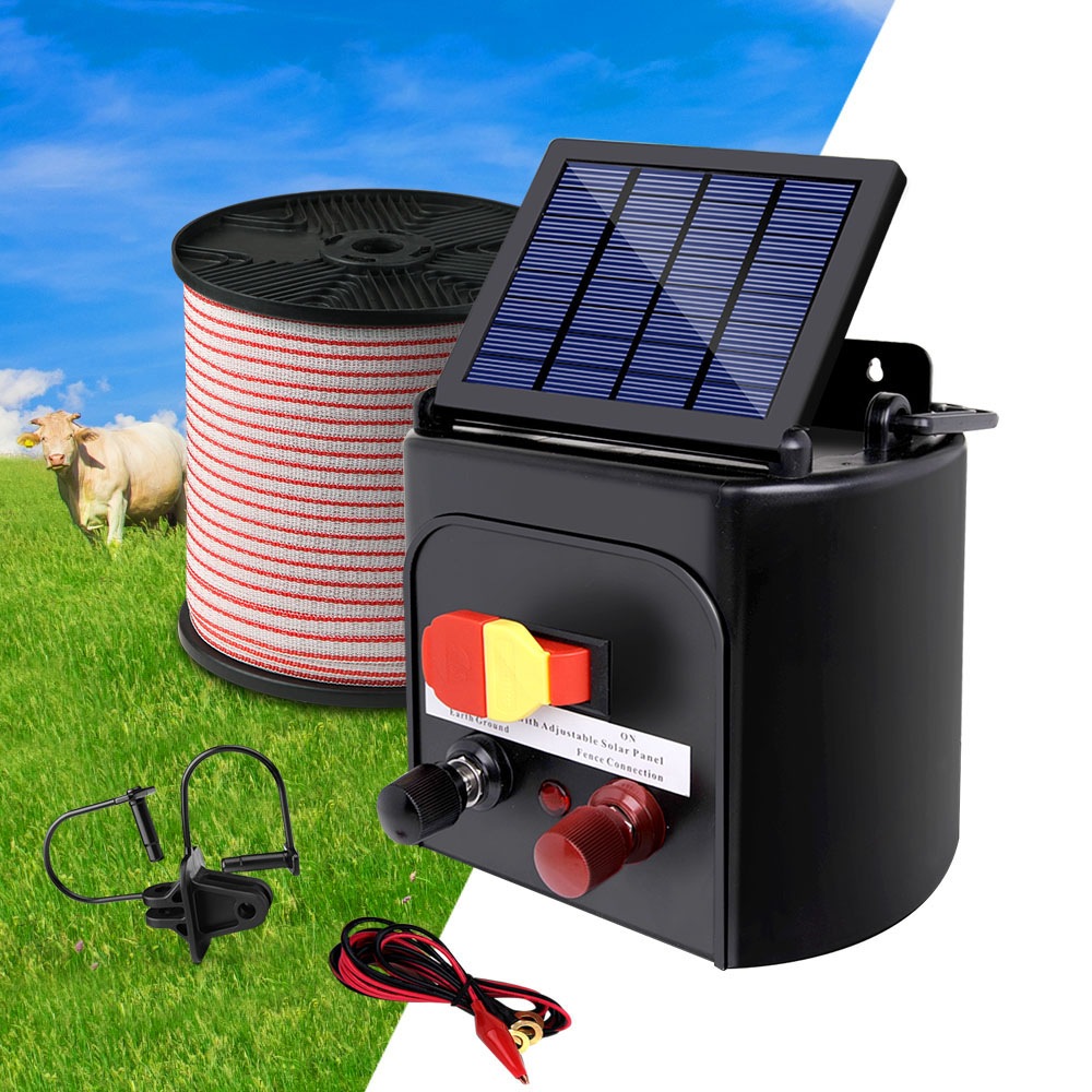 Giantz 5km Solar Electric Fence Energiser Energizer Battery Charger ...