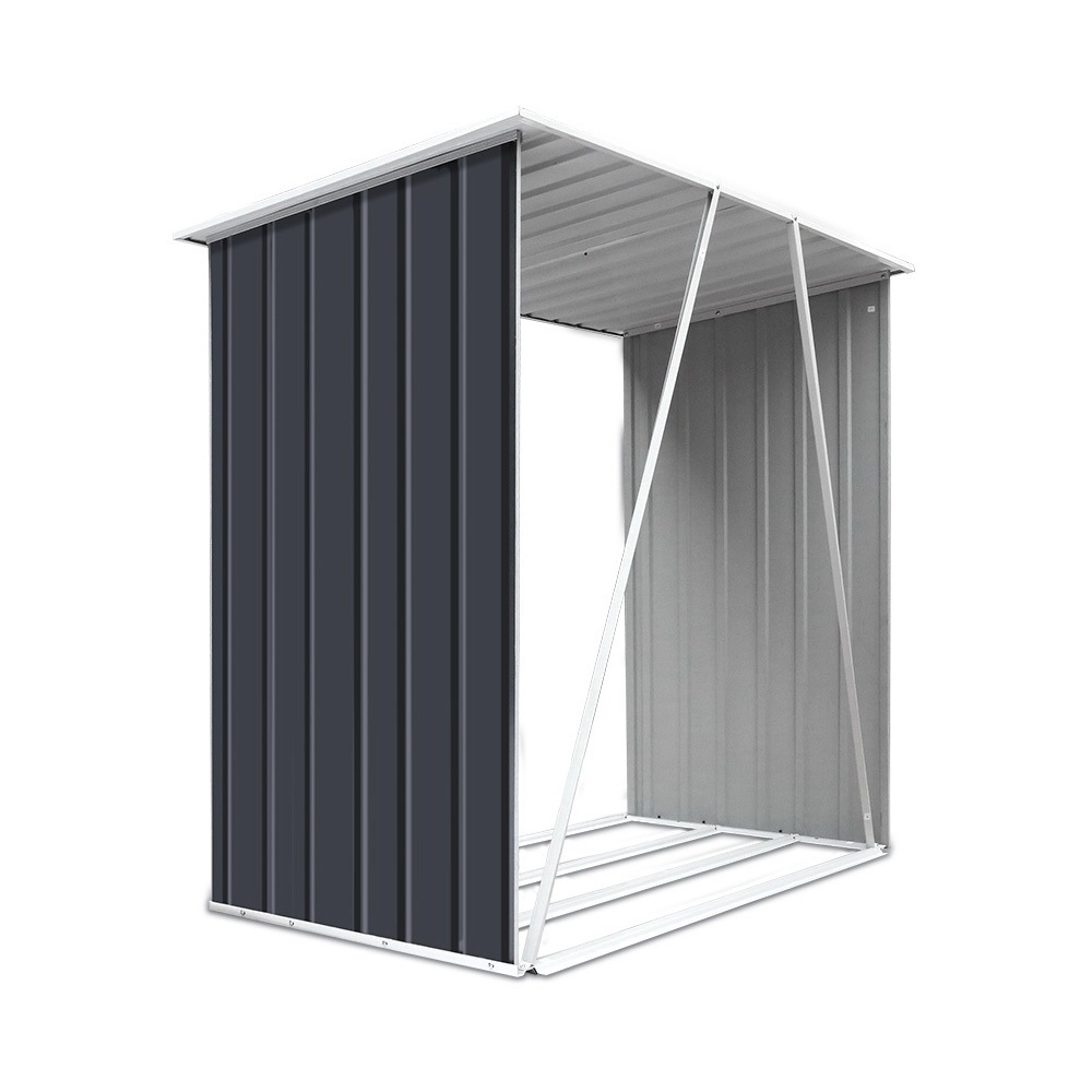 log storage shed galvanised steel outdoor garden firewood