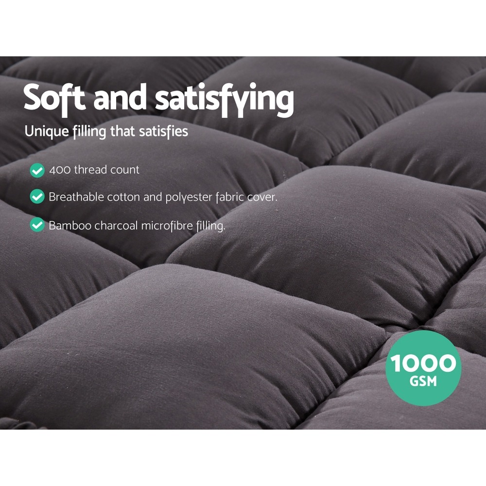 Giselle Bedding Queen Bamboo Charcoal Pillowtop Mattress Topper