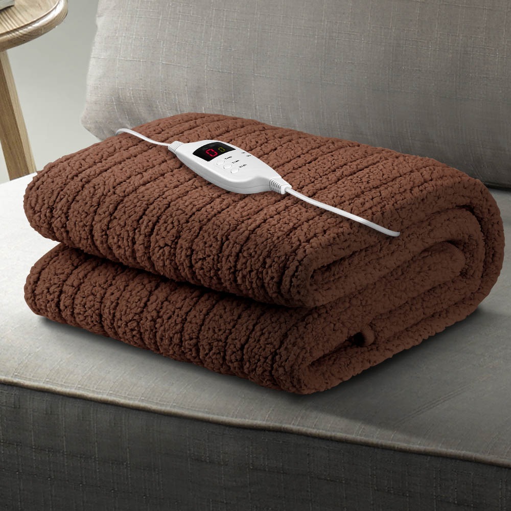 Electric Throw Rug Heated Snuggle Blanket Soft Coral Fleece Winter Warm