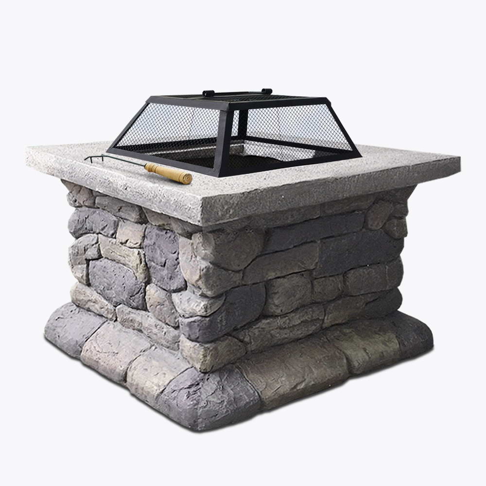 Grillz Fire Pit Table Outdoor BBQ Grill Charcoal Camping Garden Rustic