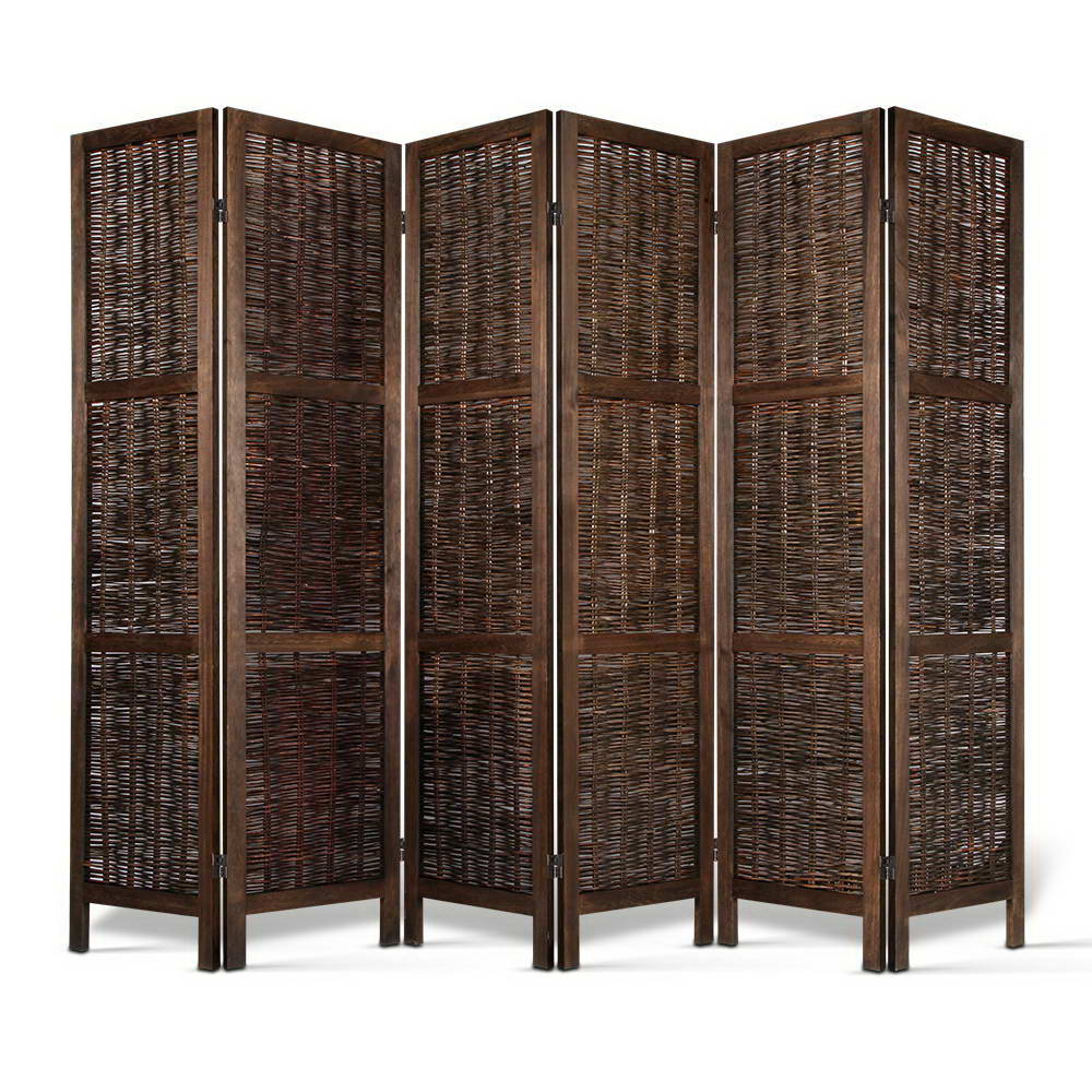 Artiss 6 Panel Foldable Wooden Room Divider Brown Buy Room Dividers