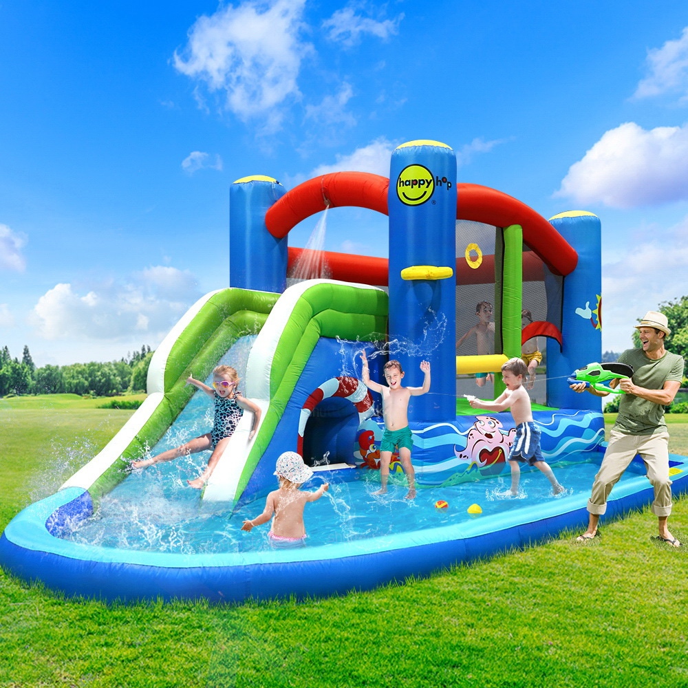 Inflatable Water Slide Jumping Trampoline Castle Bouncer Toy Splash ...