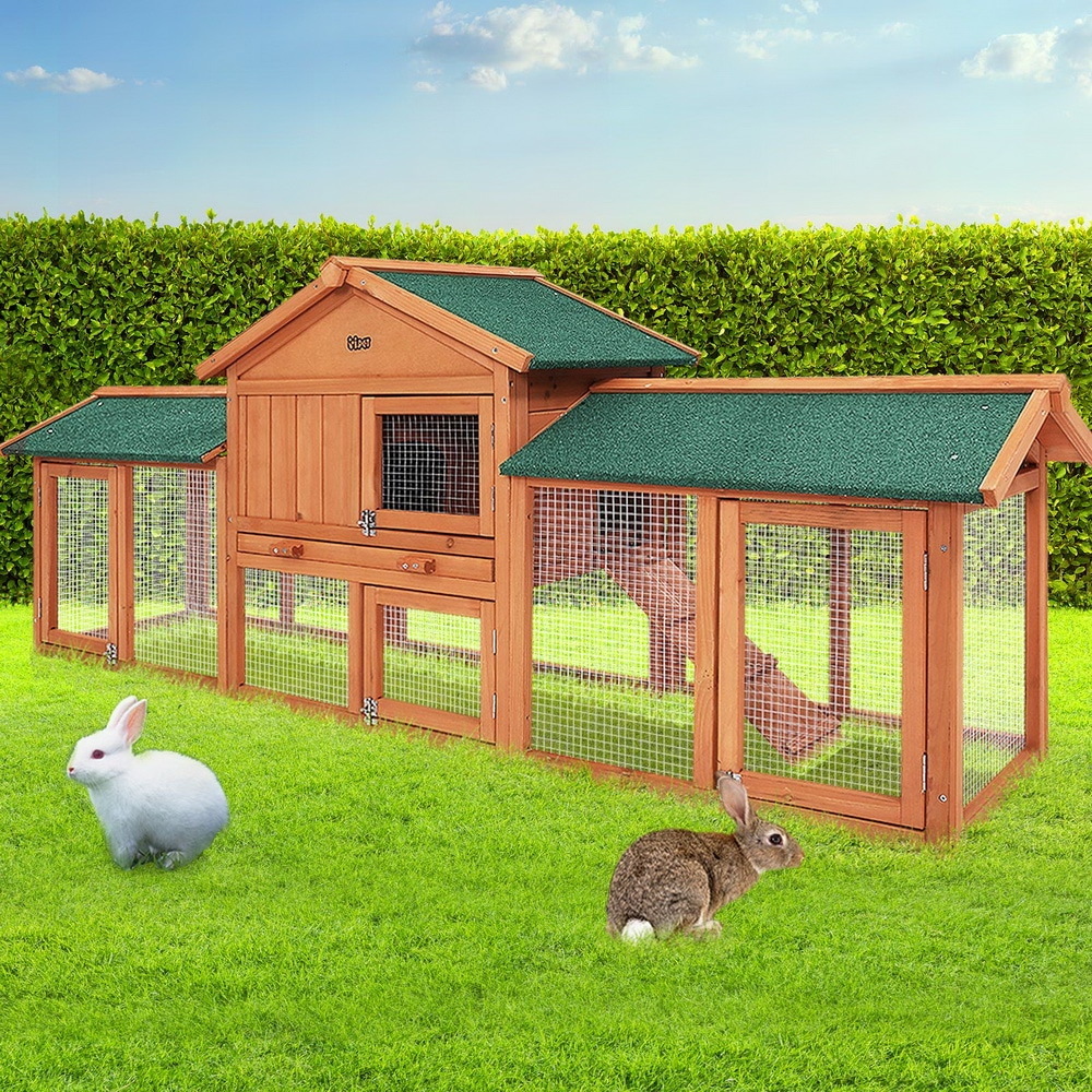 i.Pet Rabbit Hutch Hutches Large Metal Run Wooden Cage Waterproof ...