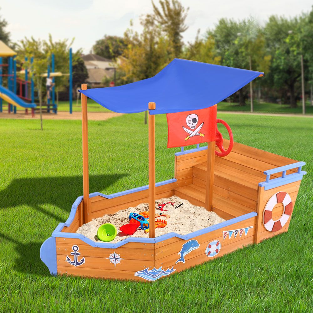 Keezi Kids Boat Sandpit Wooden Outdoor Play Sand Pit Toys Box Canopy Children Buy Sand Pits