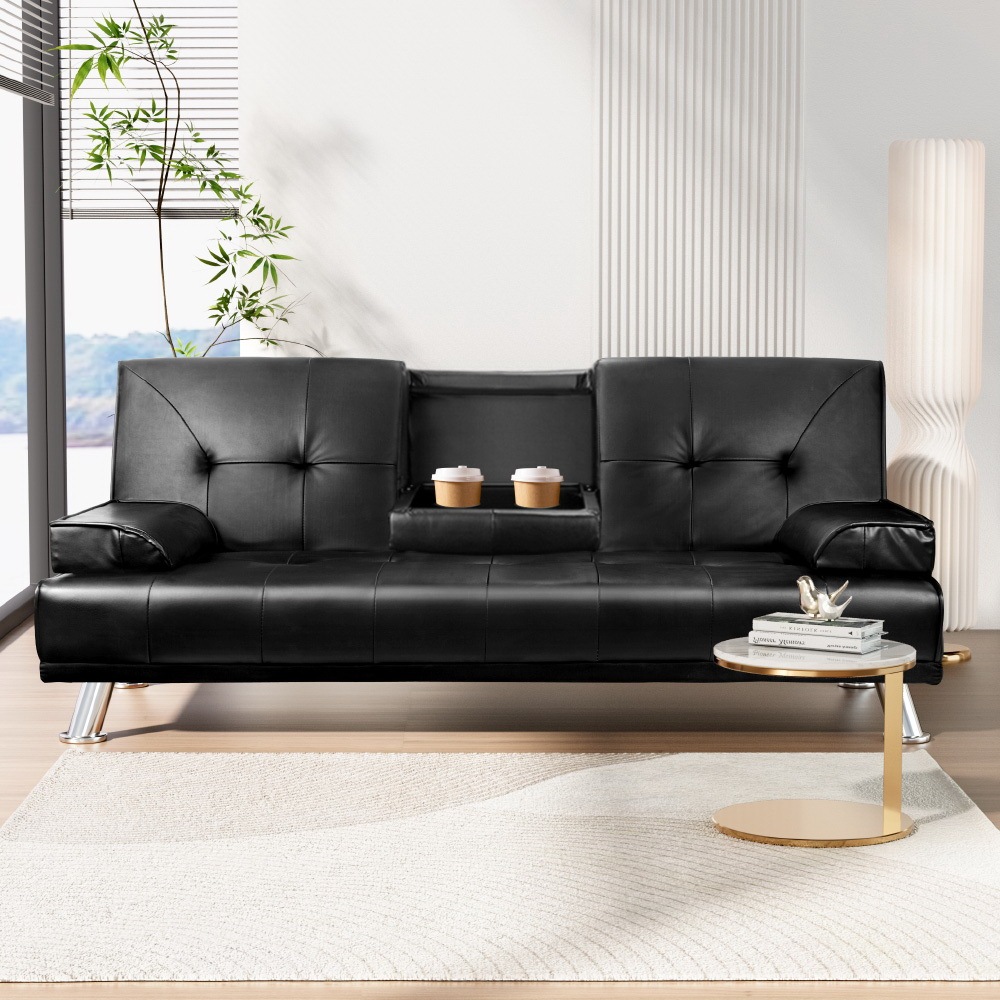 Artiss Sofa Bed Lounge Futon Couch Leather 3 Seater Cup Holder Recliner Buy Sofa Beds