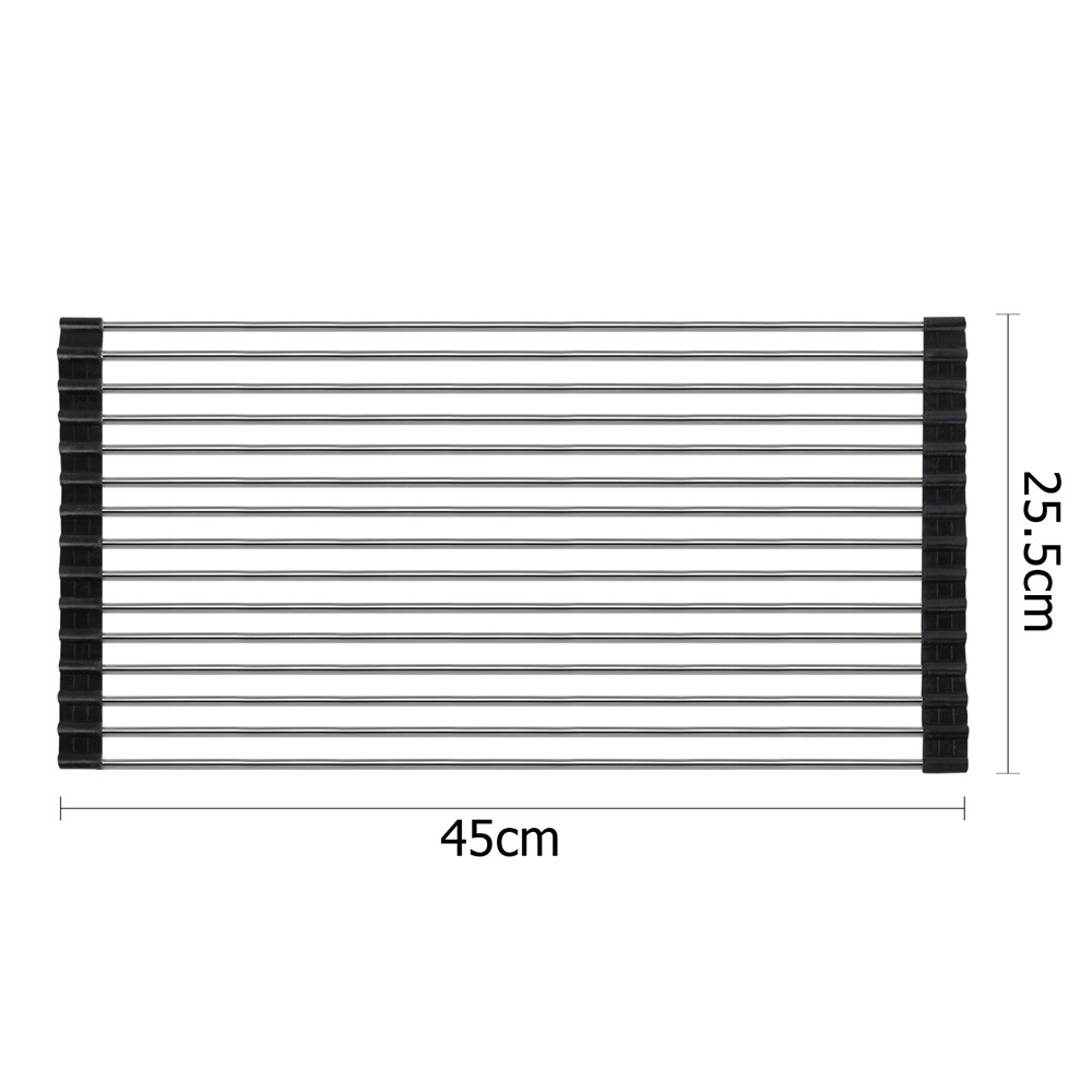 Cefito Kitchen Sink Roll Mat Stainless Steel Handmade Roller Holder