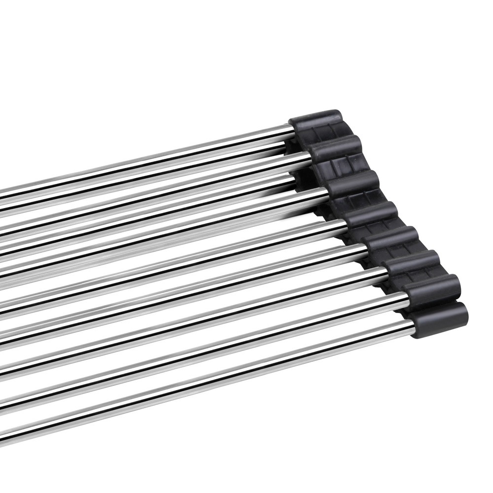 Cefito Kitchen Sink Roll Mat Stainless Steel Handmade Roller Holder