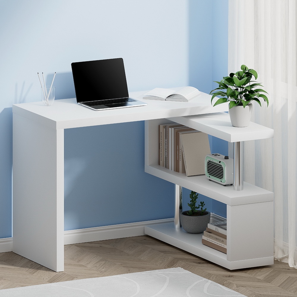 Office Computer Desk Study Corner Table Workstation Bookshelf