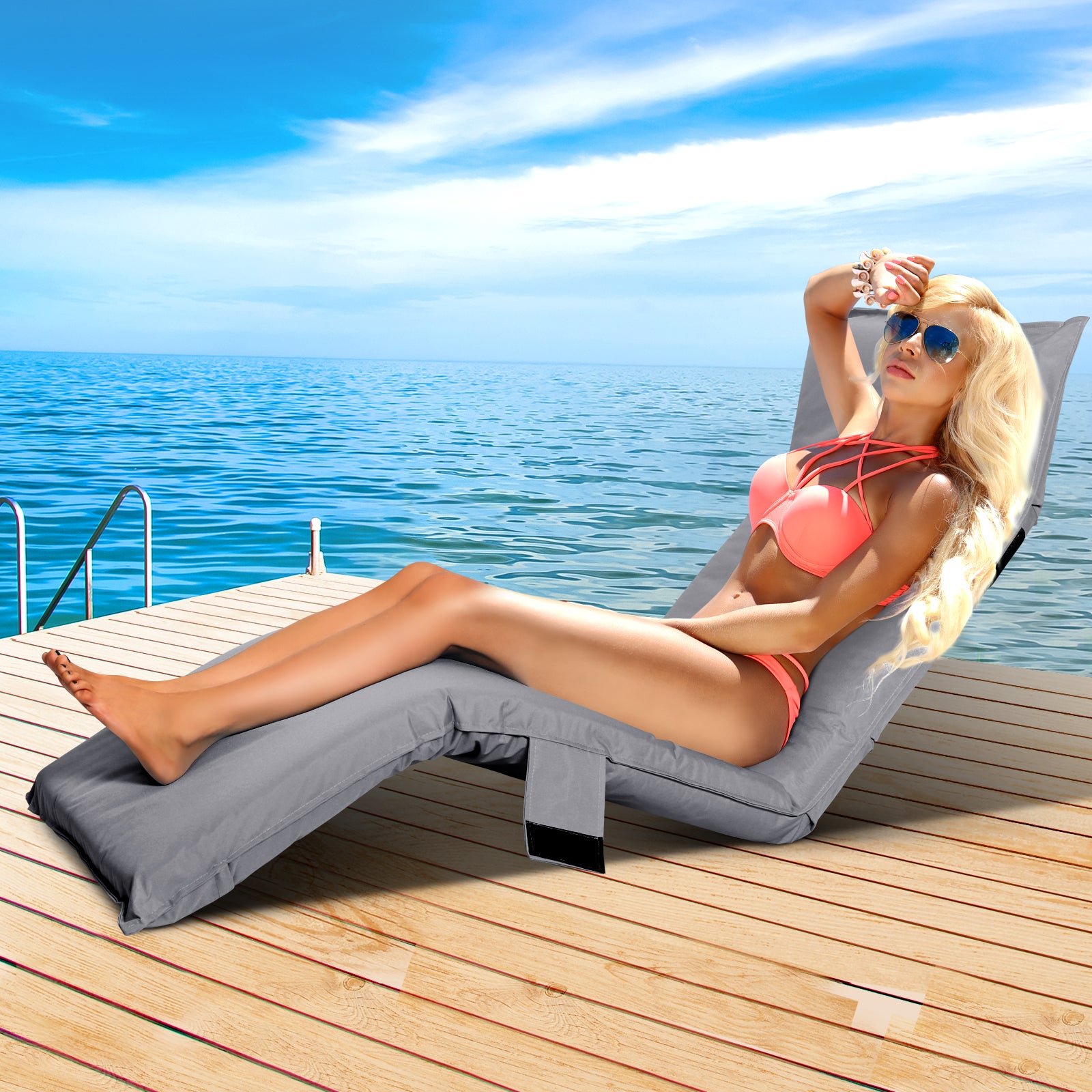 Artiss Portable Beach Chair Camping Lounge Sofa Floor ...