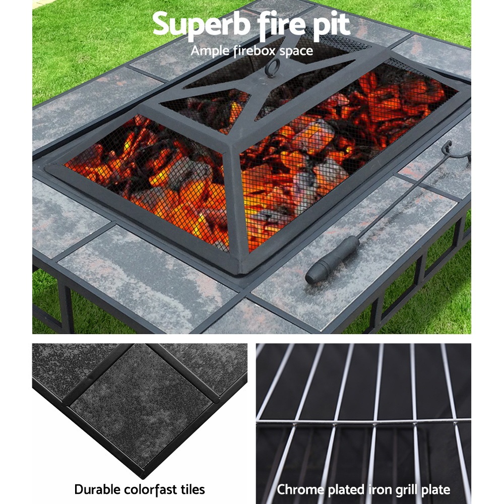 3 In 1 Fire Pit Stove Bbq Grill Table Ice Pits Patio Fireplace
