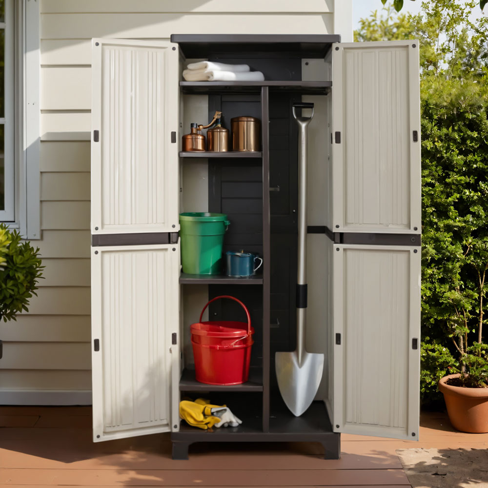 Outdoor Storage Cabinet Lockable Cupboard Tall Garden Sheds Garage