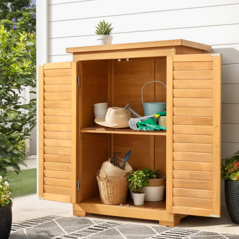 Outdoor Storage Cabinet Box Wooden Portable Timber Garage Yard