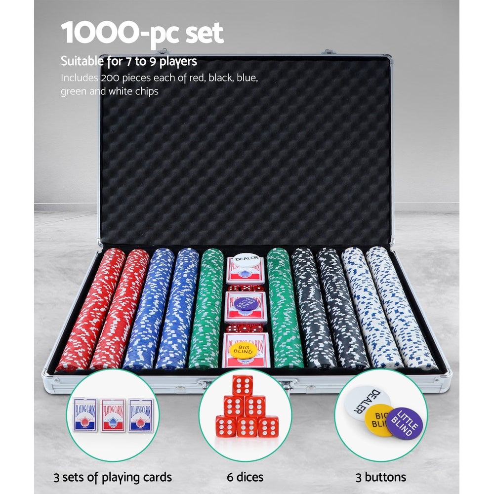 Poker Chip Set 1000PC Chips TEXAS HOLD'EM Casino Gambling