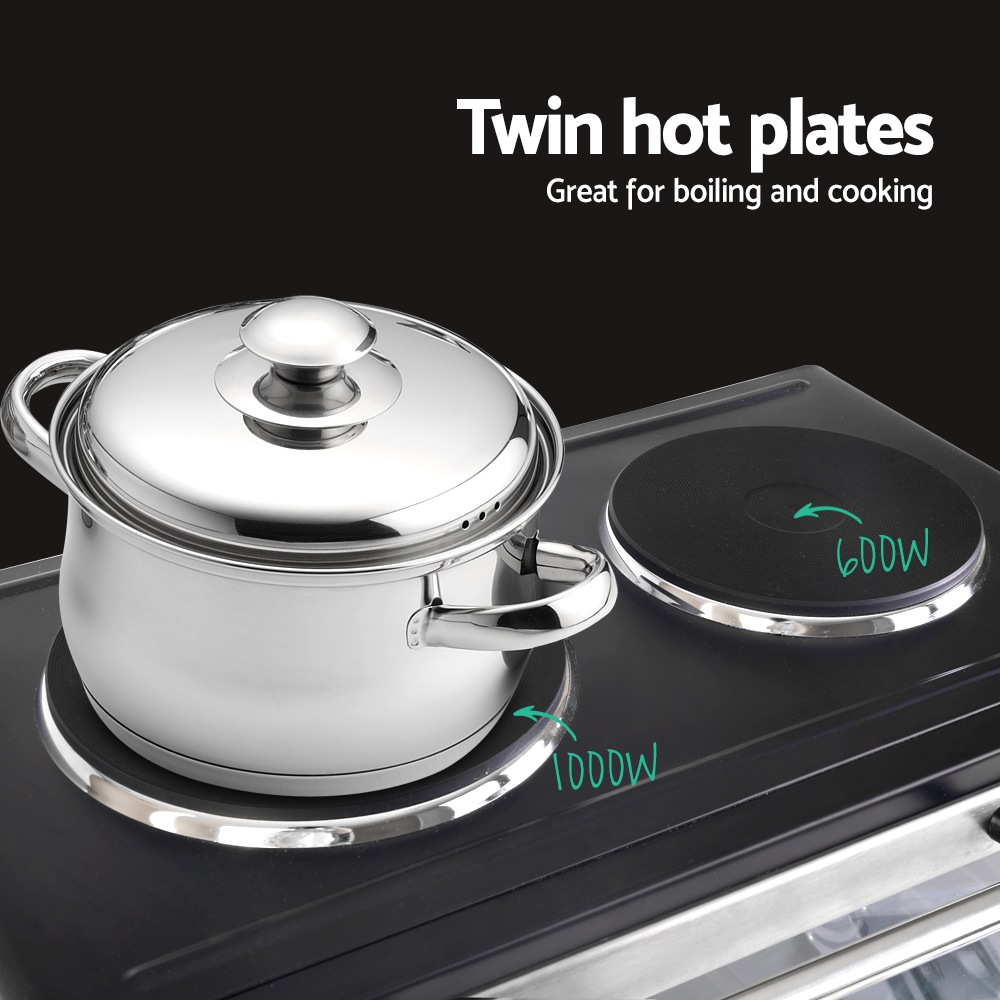 DEVANTI Convection Oven Electric 34L Bake Benchtop Hot Plate Rotisserie