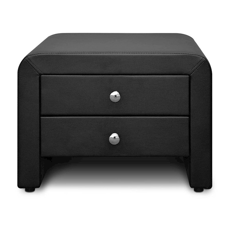 Artiss PU Leather Bedside Table with 2 Drawers Black Buy Bedside