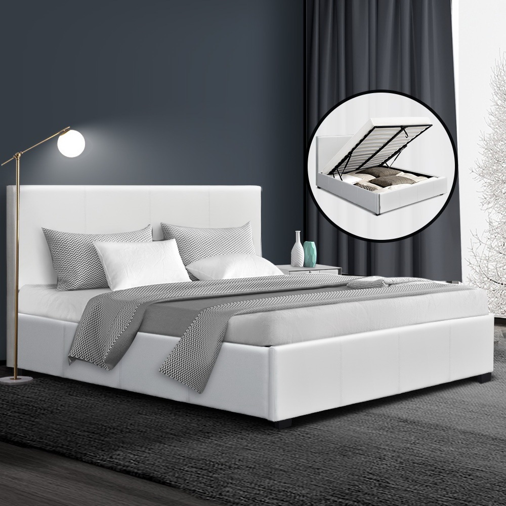 Double Full Size Gas Lift Bed Frame Base With Storage Leather Buy