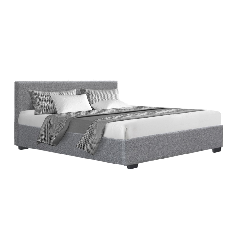 Artiss Queen Size Gas Lift Bed Frame Base With Storage Mattress Fabric