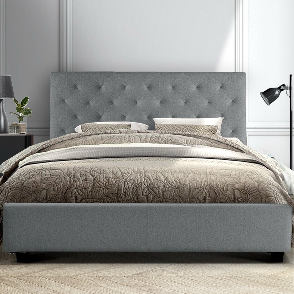 Artiss Queen Size Bed Frame Base Mattress Platform Fabric Wooden Grey VAN Buy Queen Bed Frame