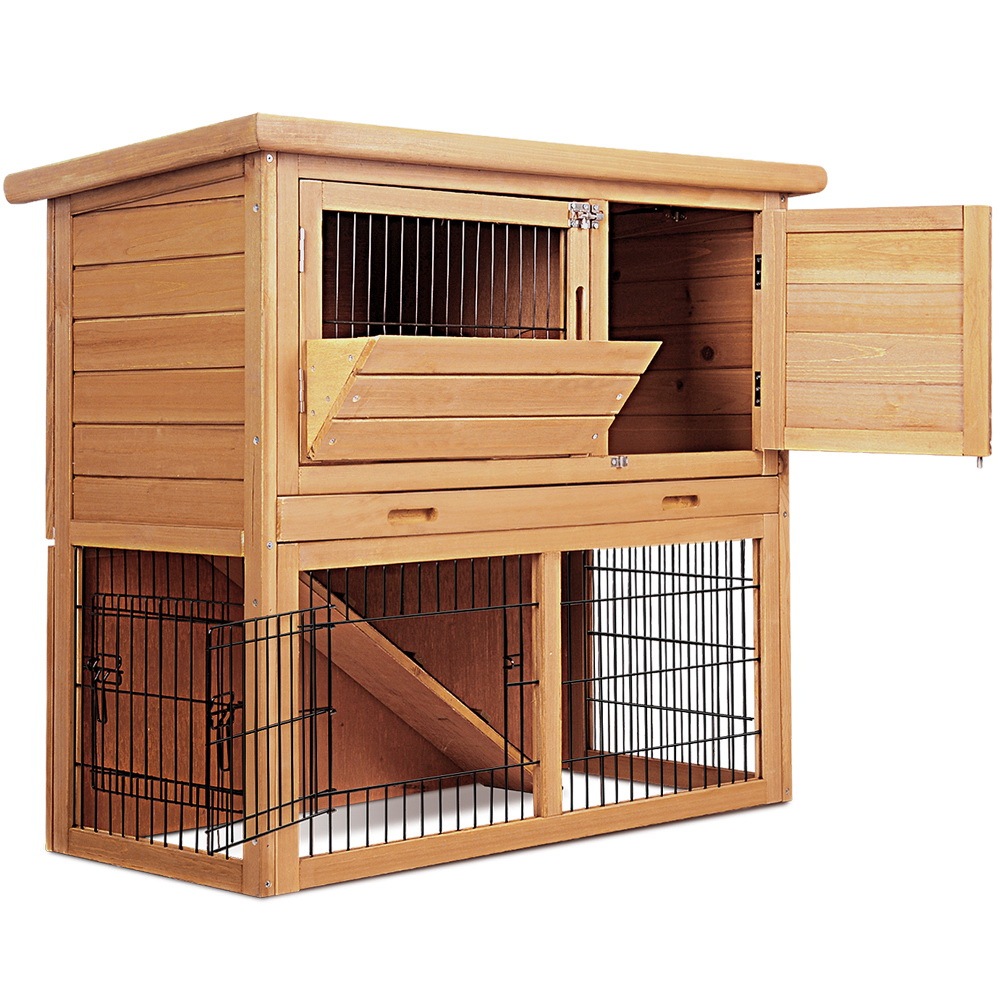 i.Pet Rabbit Hutch Hutches Large Metal Run Wooden Cage 