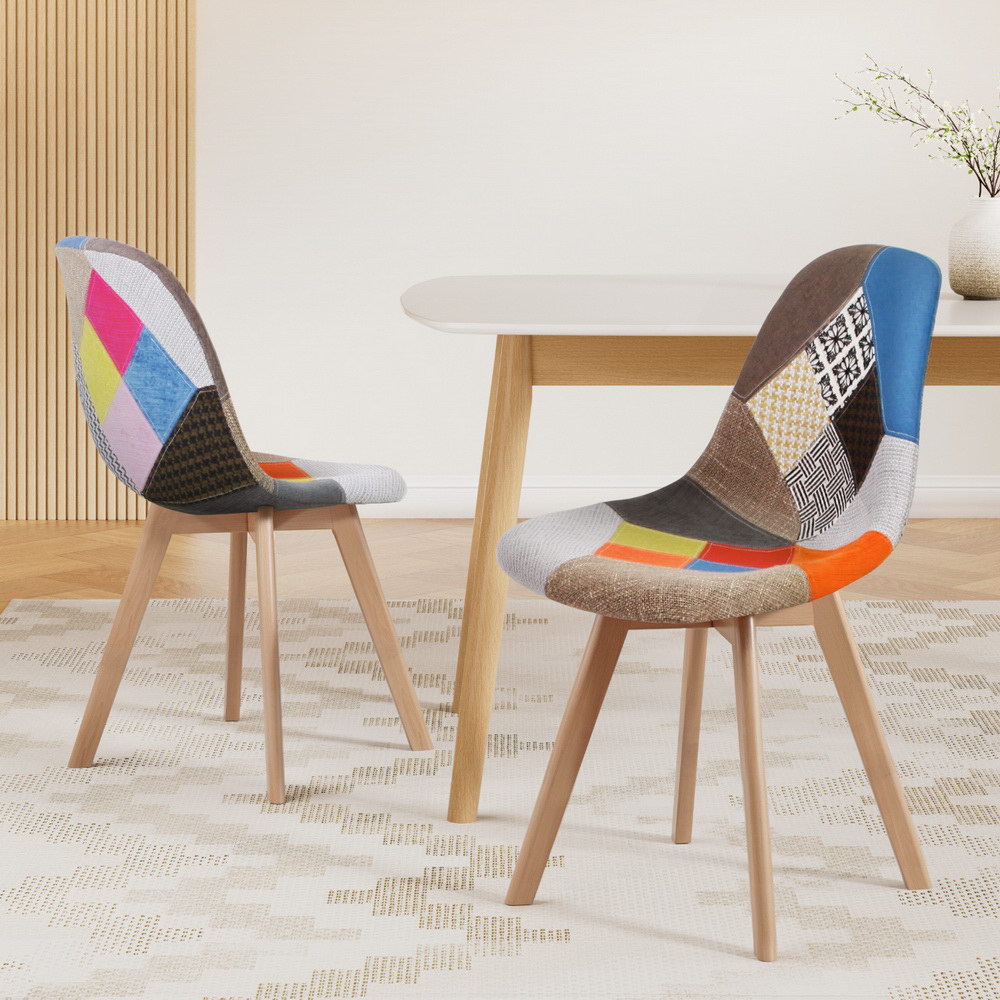 Retro Replica Eames DSW Dining Chairs Cafe Chair Kitchen Fabric x2