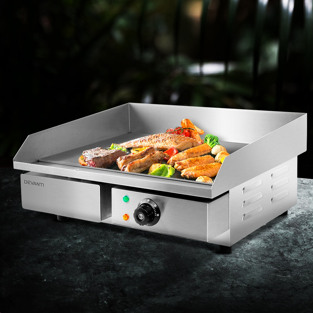 Devanti Commercial Electric Griddle BBQ Grill Pan Hot Plate Stainless