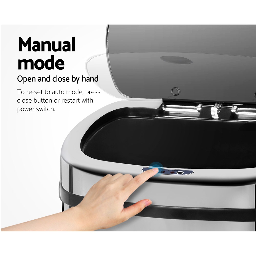 Devanti 50L Stainless Steel Motion Sensor Bin Rubbish Trash Can