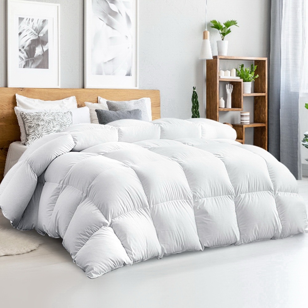 Goose Down Quilt w/ Feather 500GSM Quilts Cotton Duvet Cover Doona
