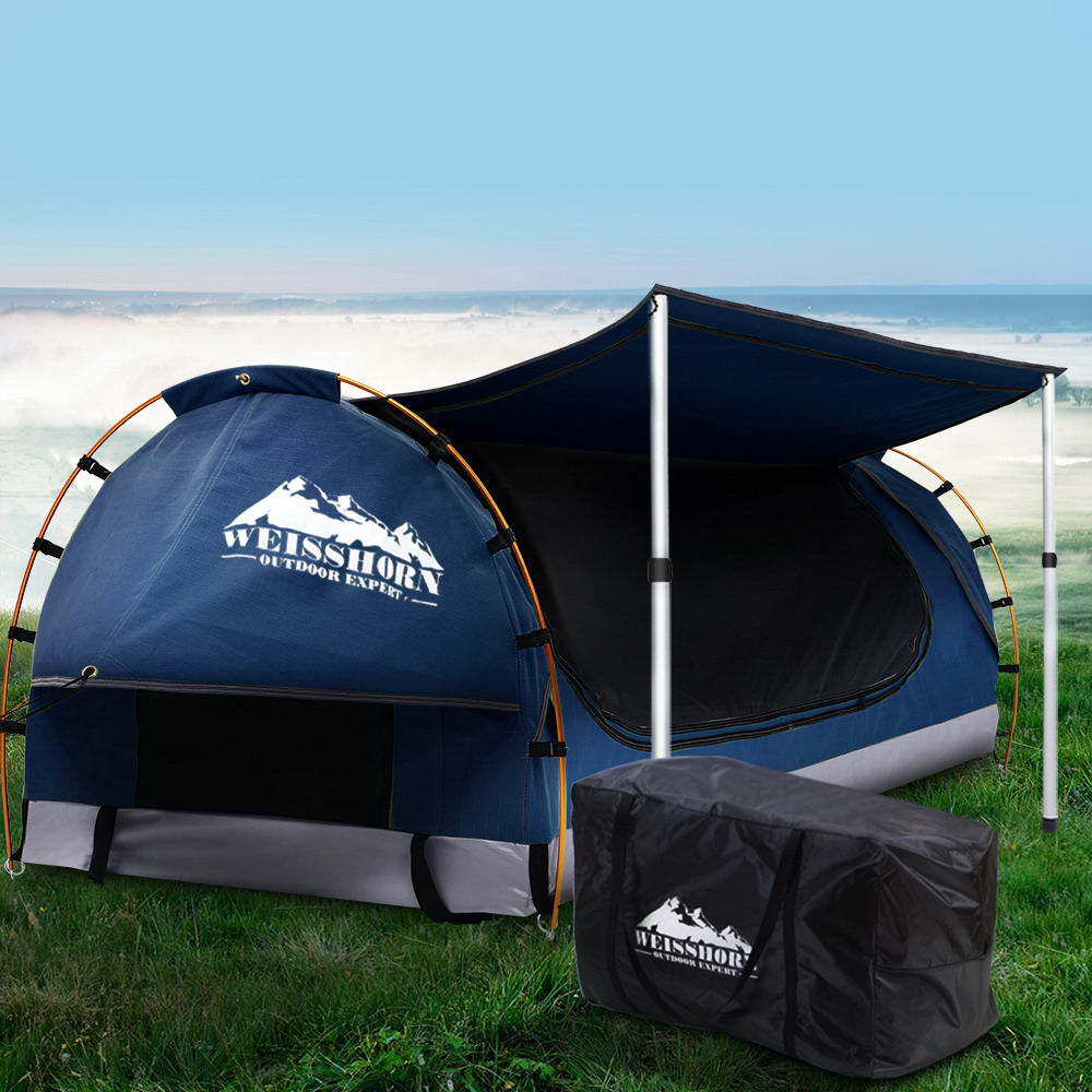 Weisshorn Double Swag Camping Swags Canvas Free Standing Dome Tent Dark