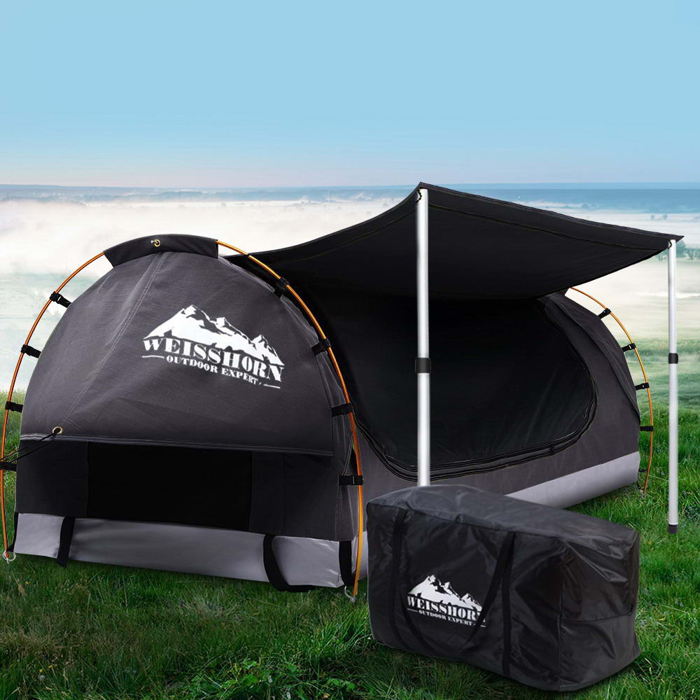 Weisshorn Double Swag Camping Swags Canvas Free Standing Dome Tent Dark