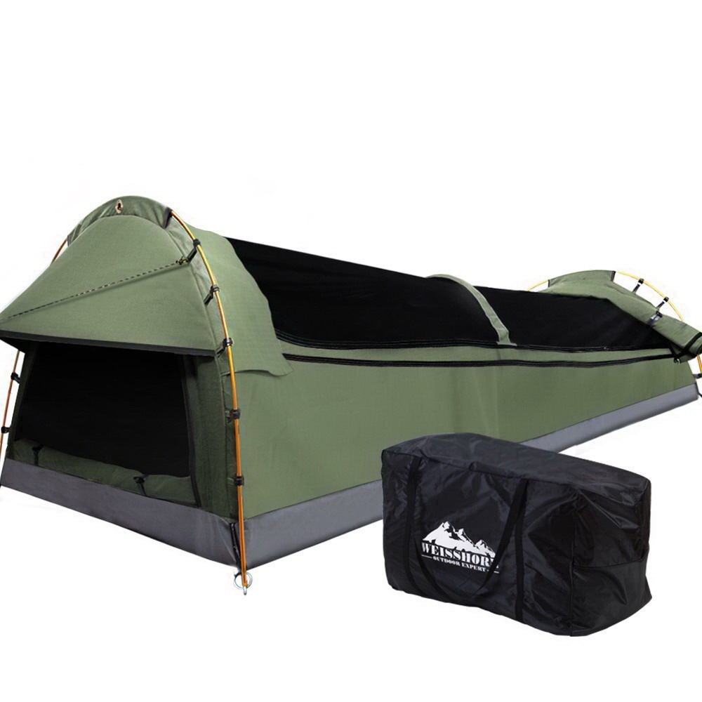 Weisshorn Double Swag Camping Swags Canvas Tent Deluxe Celadon With