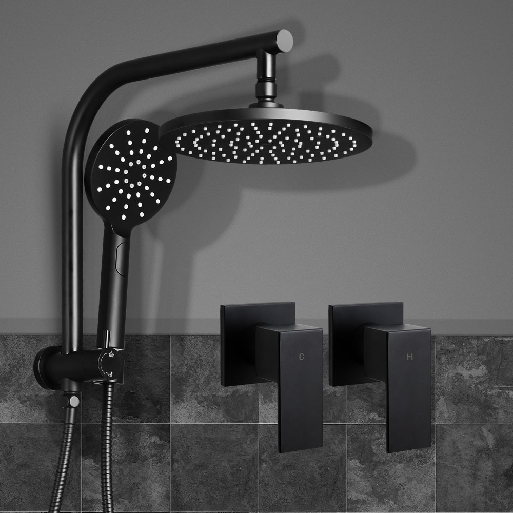 Cefito 9" Rain Shower Head Set Round Dual Heads Taps Hand Held High