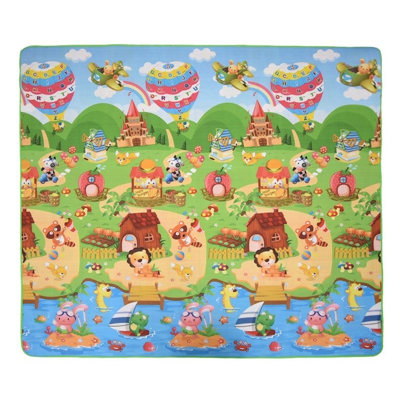 2x1 8m Double Sided Baby Play Floor Mat Animal Alphabet Patterns