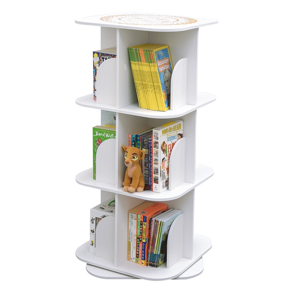 versatile square wooden rotating swivel bookshelf bookcase cabinet