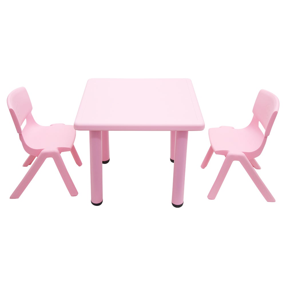 60x60cm Kid's Adjustable Square Pink Table & 2 Pink Chairs Set | Buy ...