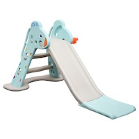 2-In-1 Kid's Slide & Basketball Playing Activity Set Blue Grey T2