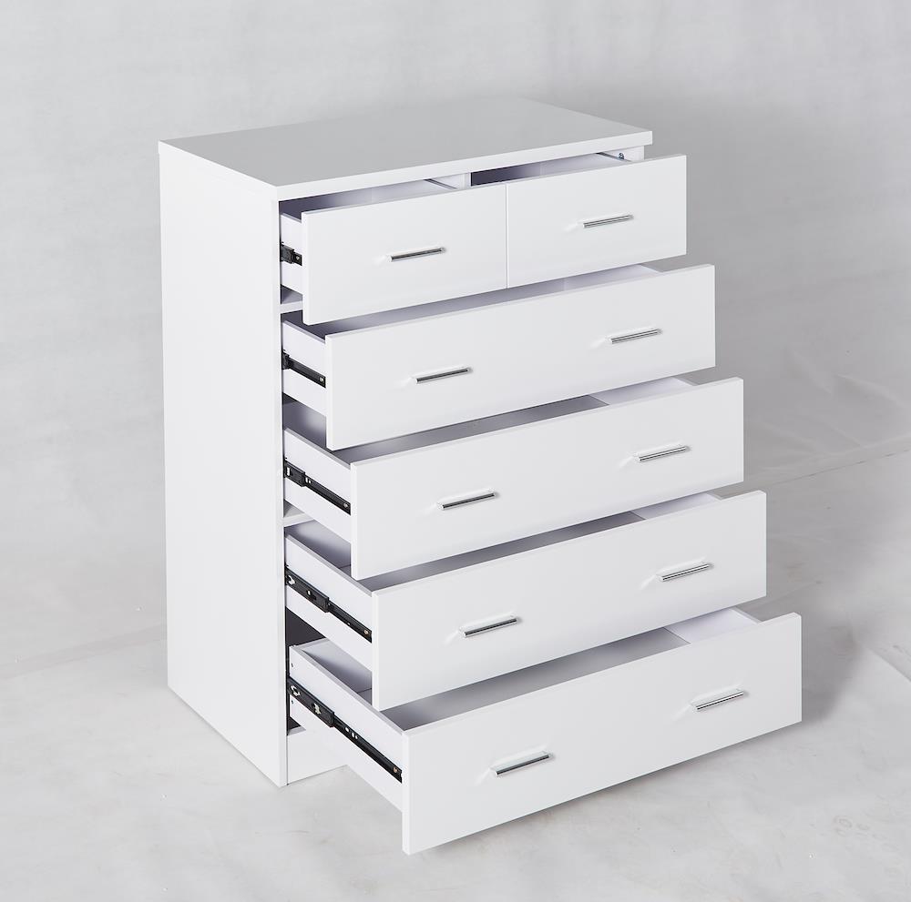 High Gloss 2PAC Finish 6 Drawer Tallboy with Chorme Handles White Buy