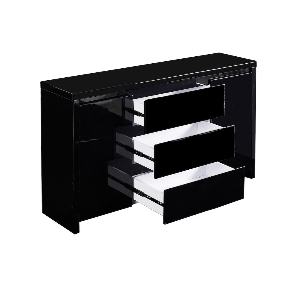 High Gloss Piano Finish Black Buffet Sideboard with 3 Drawers Buy