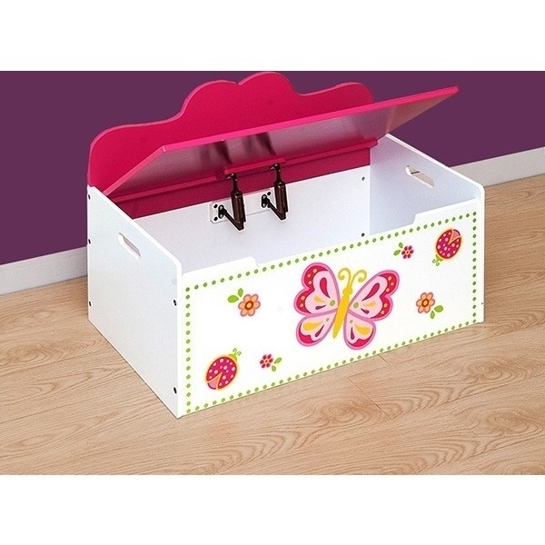 Kids Wooden Toy Box Bench In Pink White Butterfly Buy Kids Toy