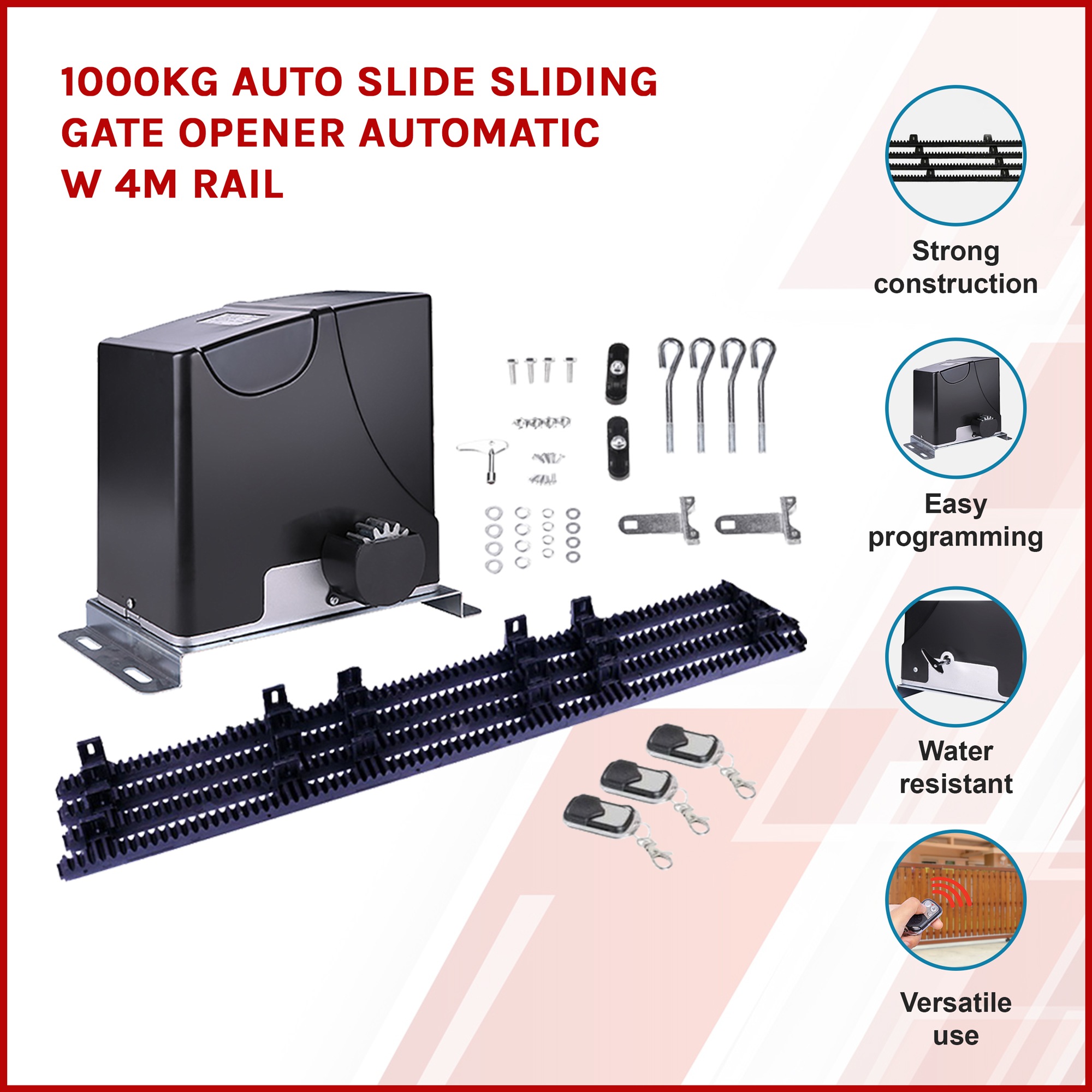 1000KG Auto Slide Sliding Gate Opener Automatic w 4m Rail Buy Gate