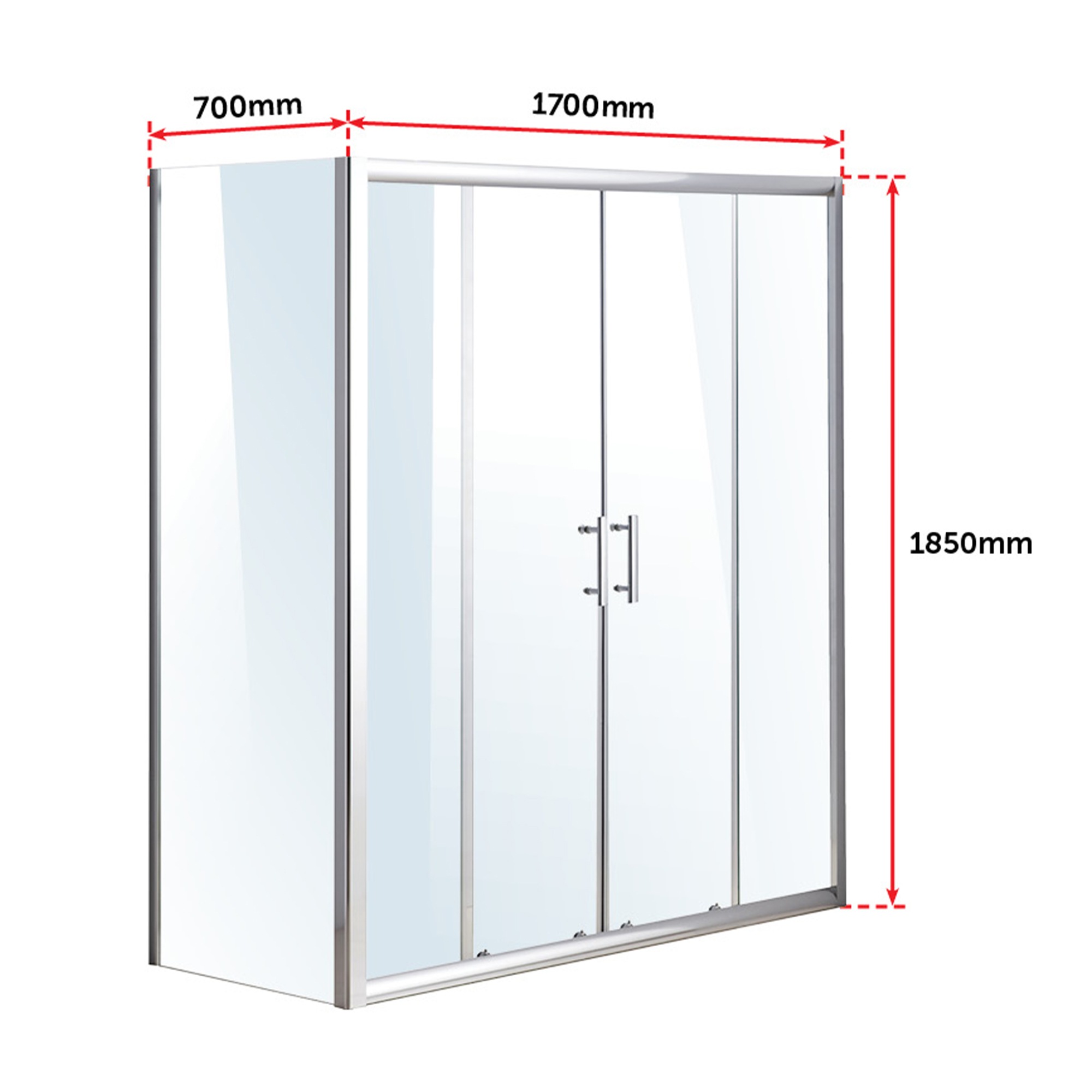1700 X 700 Sliding Door Safety Glass Shower Screen By Della Francesca Buy Wall to Wall Shower