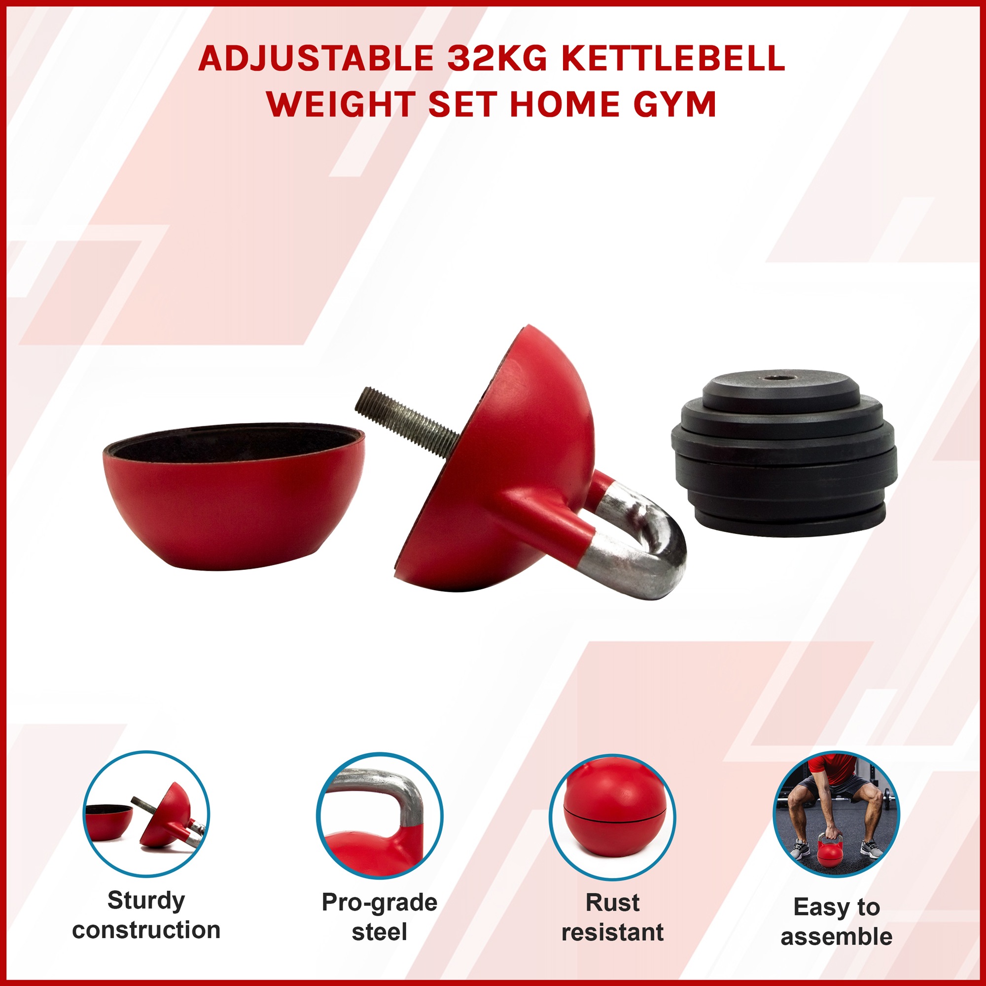 Adjustable 32KG Kettlebell Weight Set Home Gym Buy Kettlebells 136217