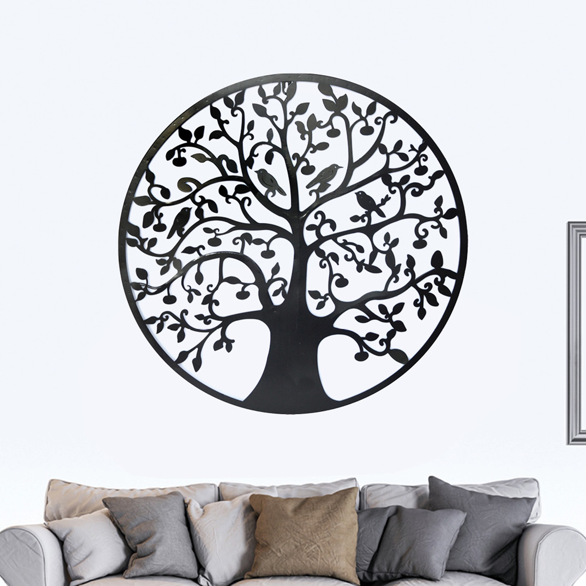 Black Tree Of Life Wall Art Hanging Metal Iron Sculpture Garden