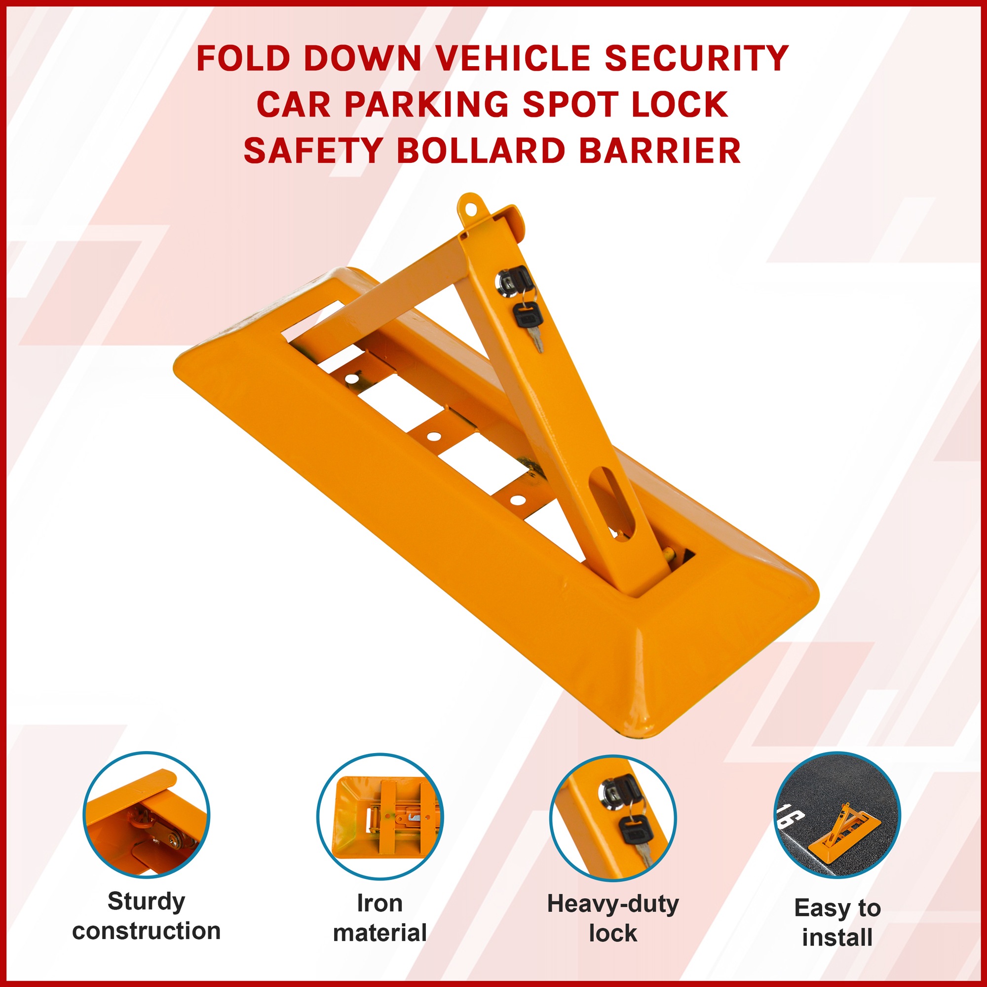 Fold Down Parking Spot Lock Vehicle Security Car Parking Lock Safety Bollard