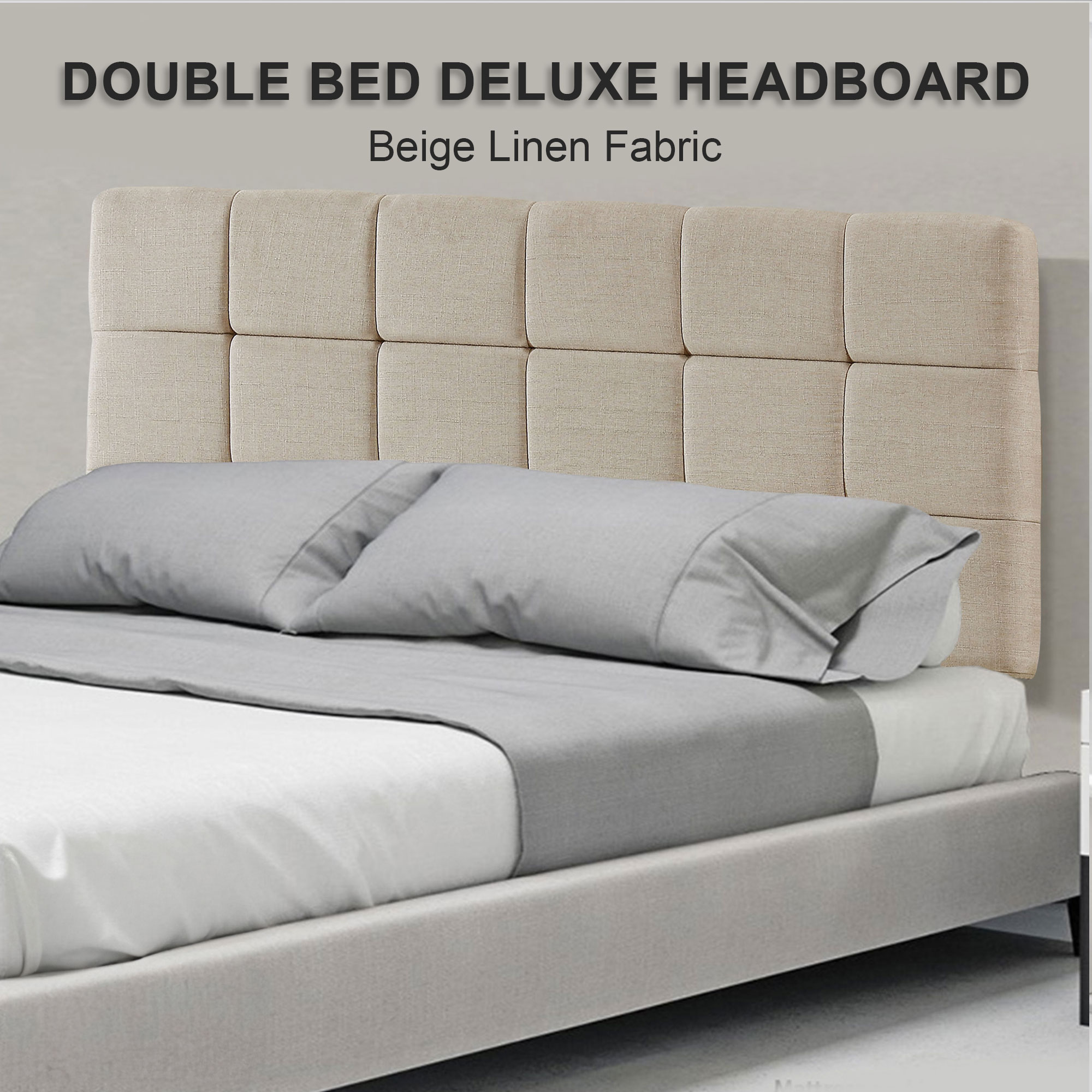 Linen Fabric Double Bed Deluxe Headboard Bedhead Beige Buy Double