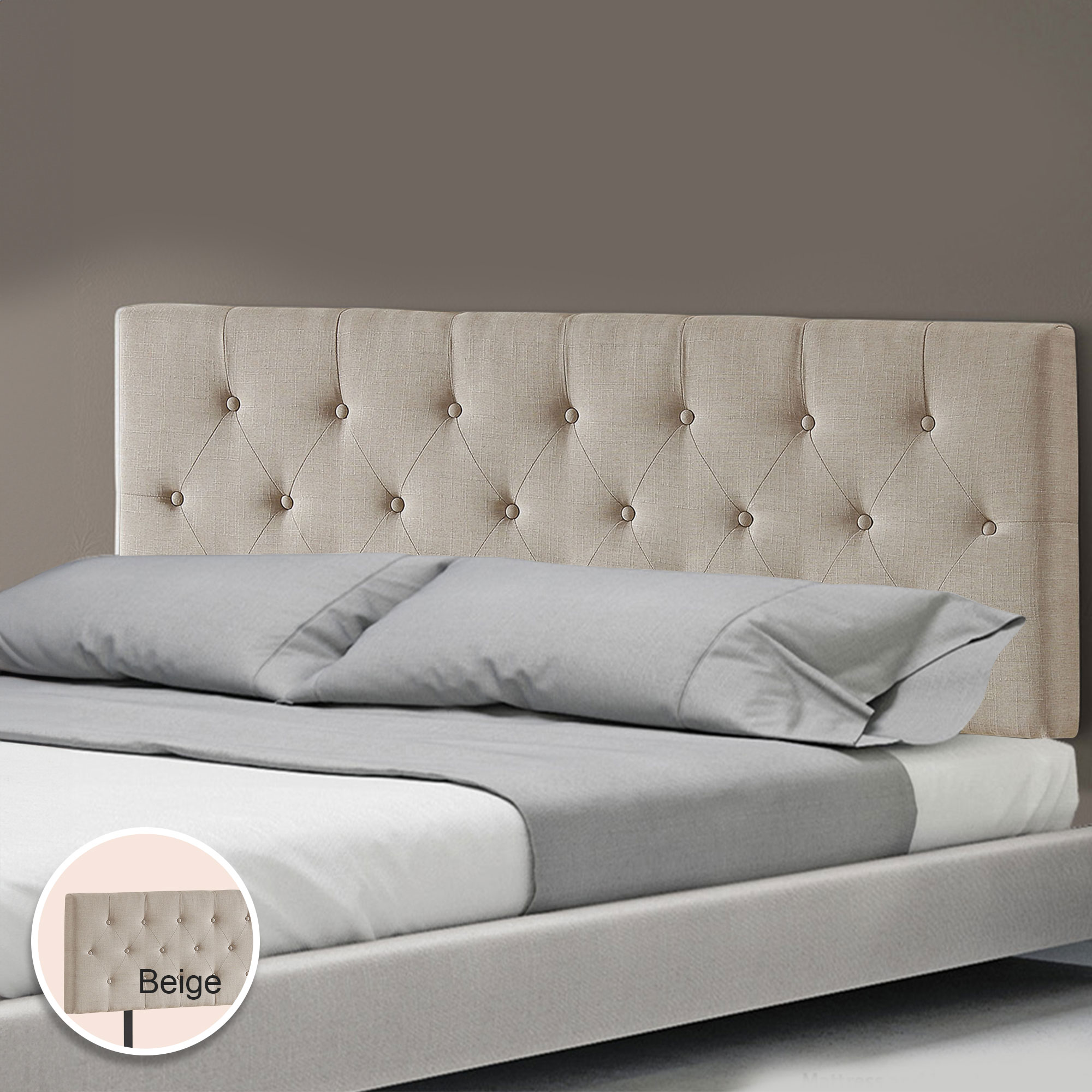 Linen Fabric King Bed Deluxe Headboard Bedhead Beige Buy King Size