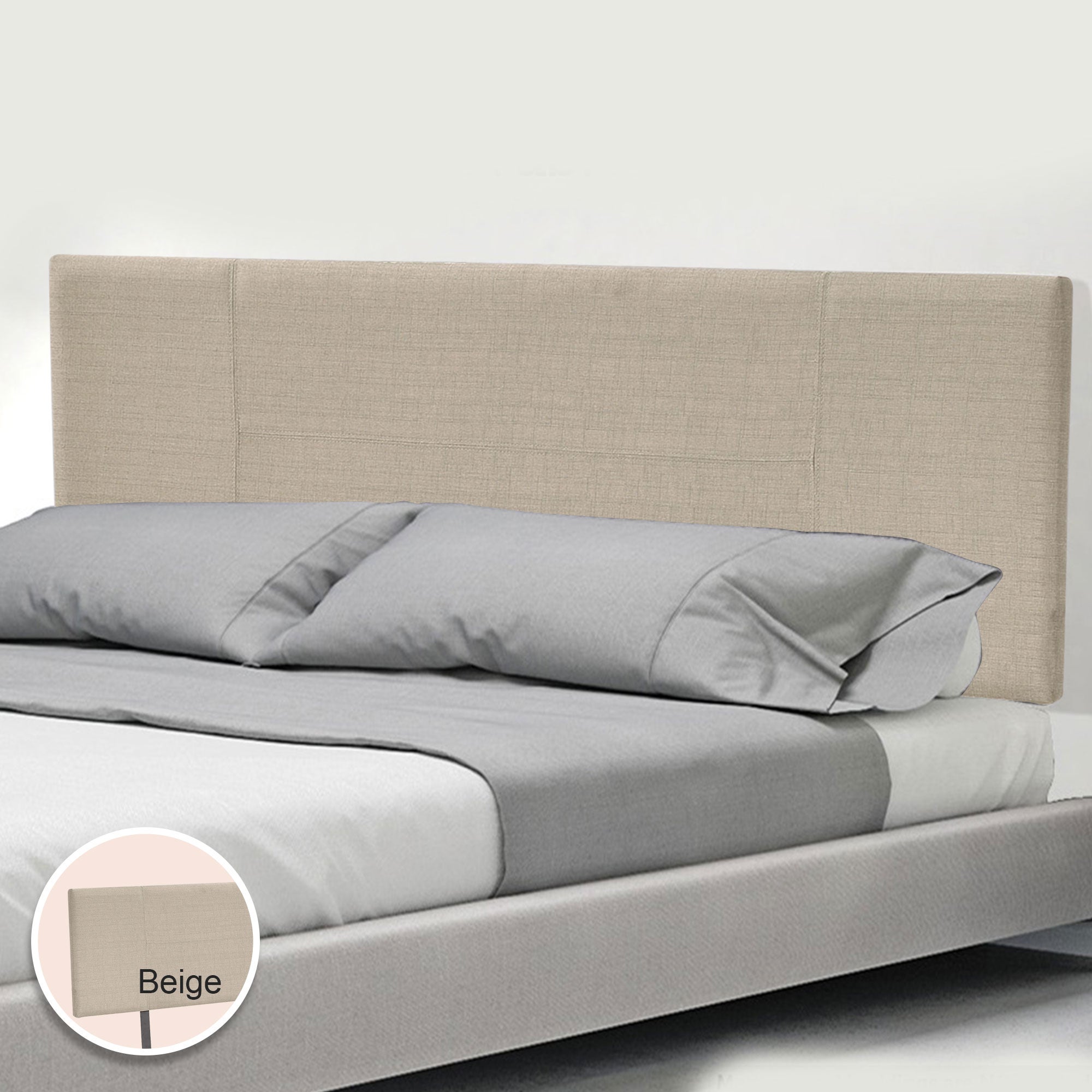 Linen Fabric King Bed Headboard Bedhead - Beige | Buy King Size