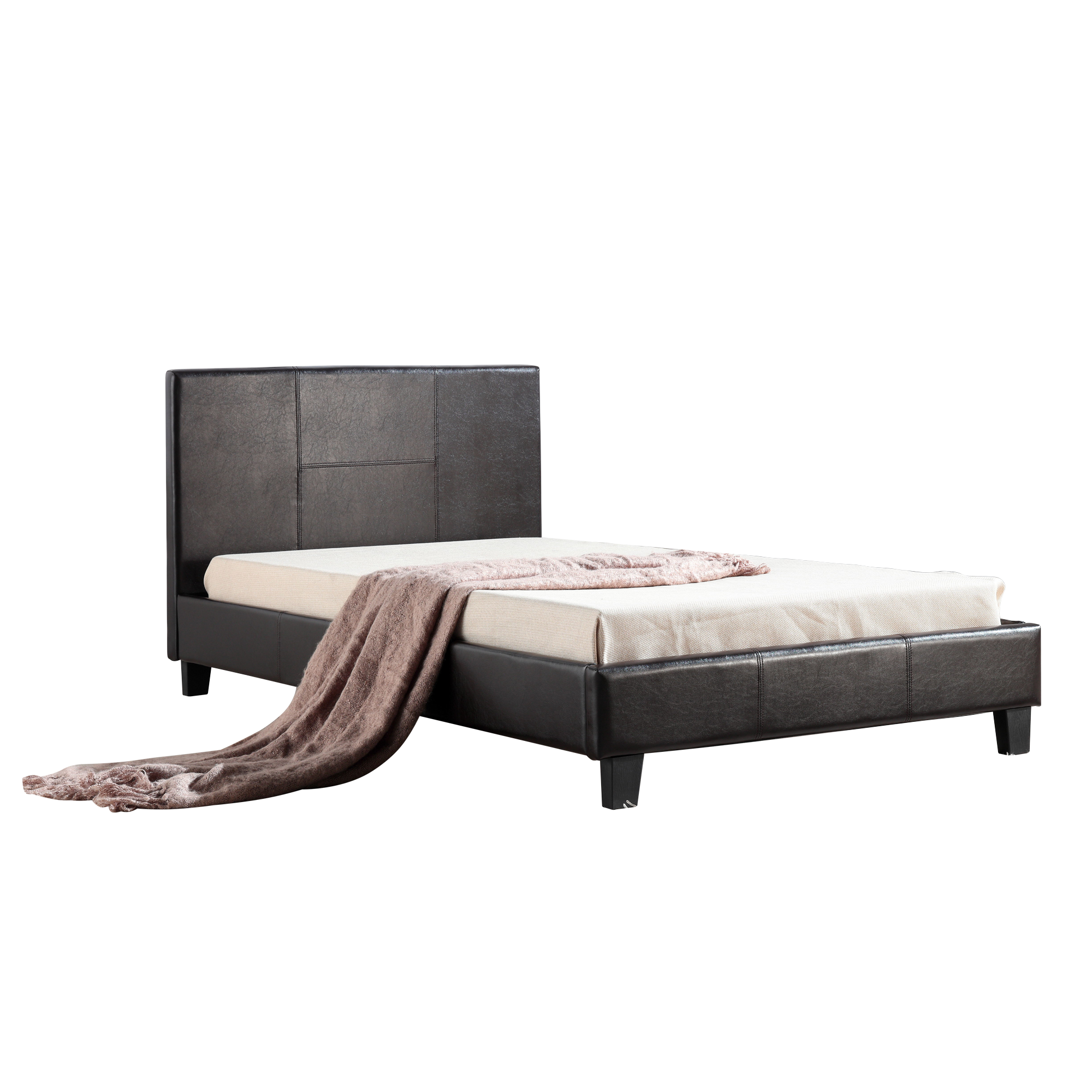 King Single PU Leather Bed Frame Brown Buy King Single Bed Frame 192395