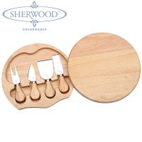 Cheese Knife Set With Wooden Case & Board 4 Pieces
